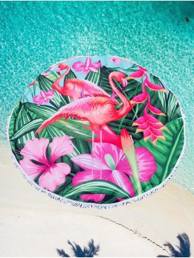 Flamingo Round Beach Towel